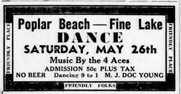 Poplar Beach at Fine Lake - May 25 1945 Article (newer photo)